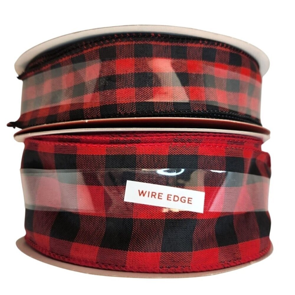 Buffalo Plaid Wire Edge Holiday Ribbon By Place & Time 2 Sizes Included: 2.5" X